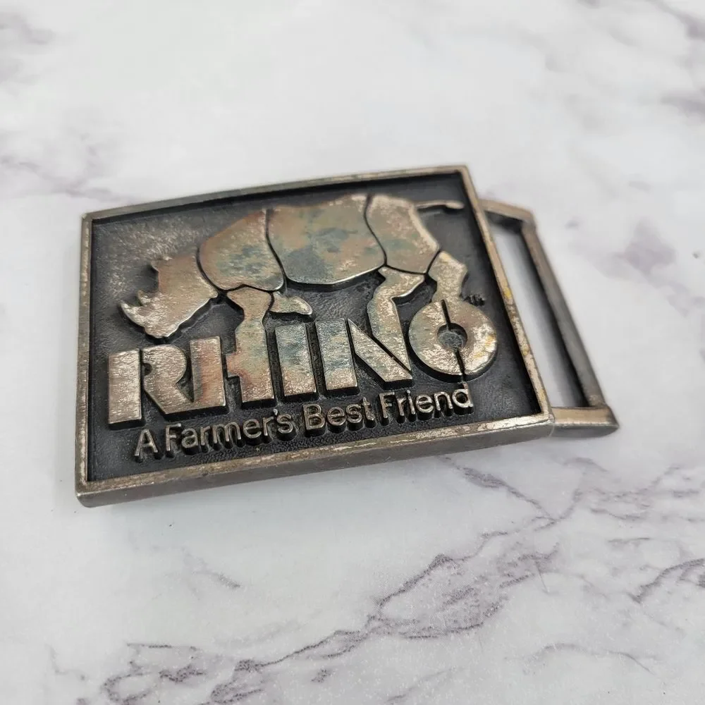 Rhino Belt Buckle Silver Toned